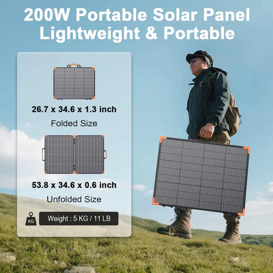 MHPOWOS 200 W faltbares Solarmodul als tragbares Solarladepanel Komplettset für Camping und Outdoor - Bild 5