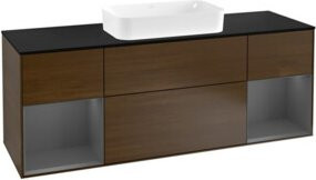 Villeroy & Boch Waschtischunterschrank Finion mit Abdeckplatte, Anthrazit und Walnuss Furnier, B: 160 cm, T: 50,1 cm - Bild 1