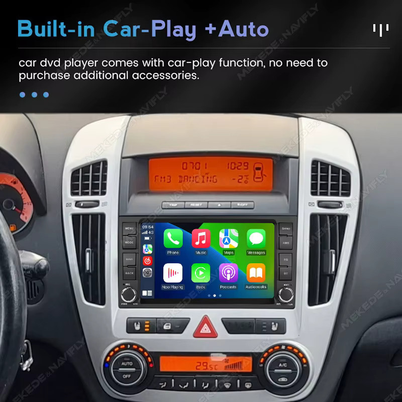 MEKEDE Android Auto und Wireless CarPlay Radio mit GPS Navigation und Bluetooth für KIA Ceed 2007-2009 in Schwarz - Bild 4
