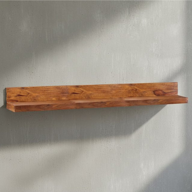 Wandregal NAKO von KADIMA DESIGN aus Massivholz Sheesham in Braun im Landhaus-Design, B/T/H: 160 x 24 x 17 cm - Bild 1