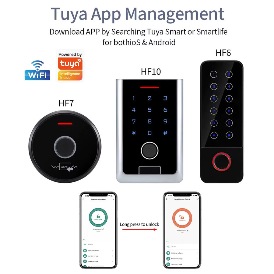 LUCKING DOOR Smart RFID Fingerabdruck-Zutrittskontrolle in Schwarz mit Tuya App Unterstützung, 2.4G WIFI, Tastatur und Wiegand-Leser - Bild 3