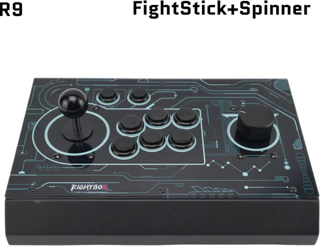 FightBox R9 HITBOX Style Arcade Fight Stick Joystick mit Raspberry Pico Board und Arduino Pro Micro Spinner für PC, PS3 und SWITCH in Schwarz - Bild 1