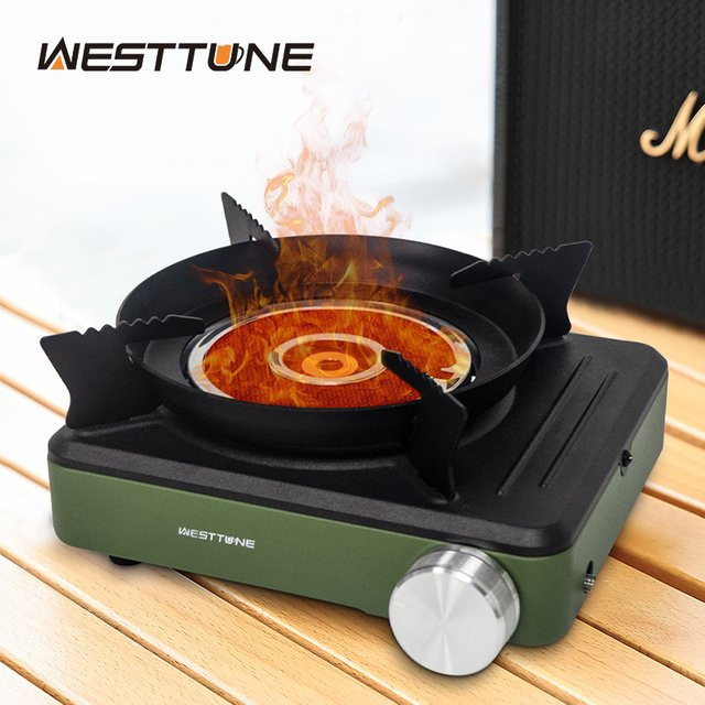 WESTTUNE Outdoor-Gasherd, tragbarer winddichter Infrarot-Campingkocher mit 3600 W in Grün - Bild 1