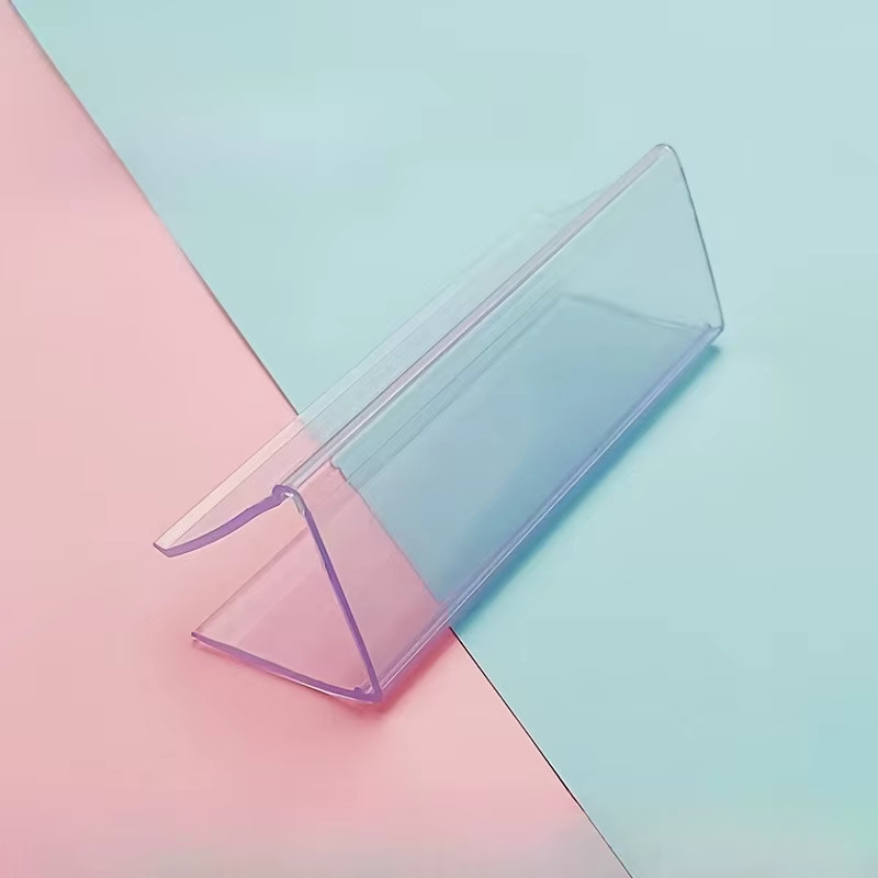 20 Stück transparente PVC-Regalklammern mit weißen Etikettenkarten als Waren- und Kleidungsetikettenhalter - Bild 1