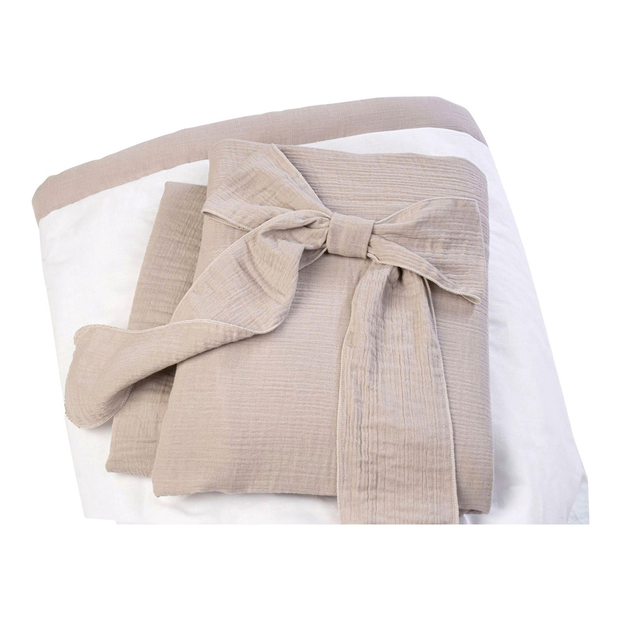 Mionido Textiles Set für Stubenwagen aus Musselin in Beige mit Schleife - Bild 2