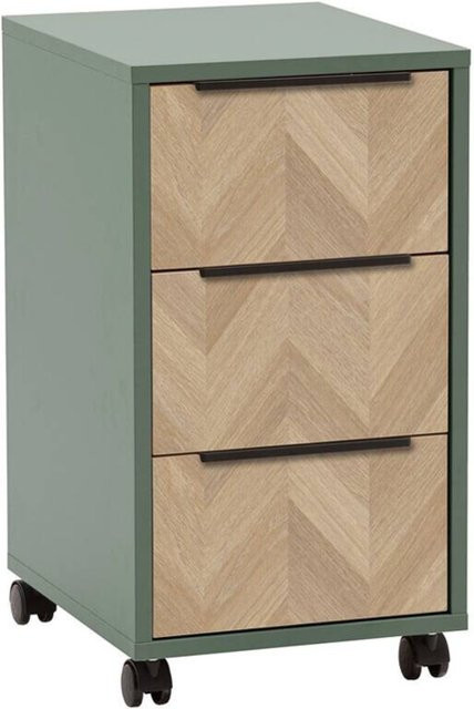 Schildmeyer Rollcontainer Piazza in Pistazie mit Fischgräten-Dekor, B/H/T: 32,6 x 59,7 x 39,1 cm - Bild 1
