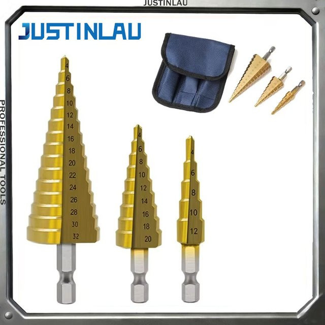 JUSTINLAU HSS-Titan-Stufenbohrer-Set für Metall und Holz, 4–32 mm - Bild 1