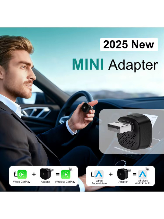 FLIXIVI CarPlay und Android Auto Adapter Plug-and-Play für VW Toyota Nissan Ford Benz von kabelgebunden zu kabellos in Schwarz und Grau - Bild 7