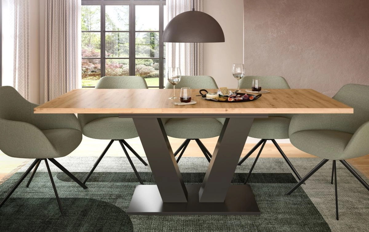 Ausziehbarer Esstisch Inn.Furn in Eiche und Grau, Rechteckig, Modern - Bild 3