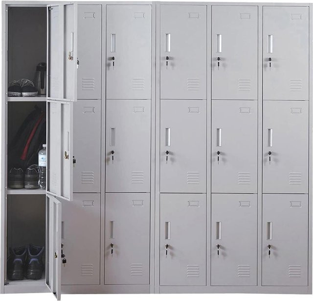 MCW Schließfach Preston T829 Wertfachschrank aus Metall mit 18 Fächern, Grau, H x B x T: 180 x 50 x 50 cm - Bild 1