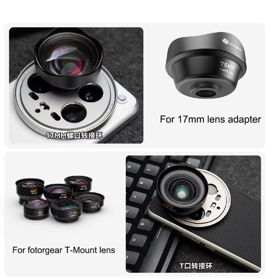 Fotorgear Professional Photography Kit für Xiaomi 14 Ultra in Schwarz mit Objektivdeckel, 67 mm Filter-Adapterring und T-Mount/17 mm Objektiv-Adapterring - Bild 5