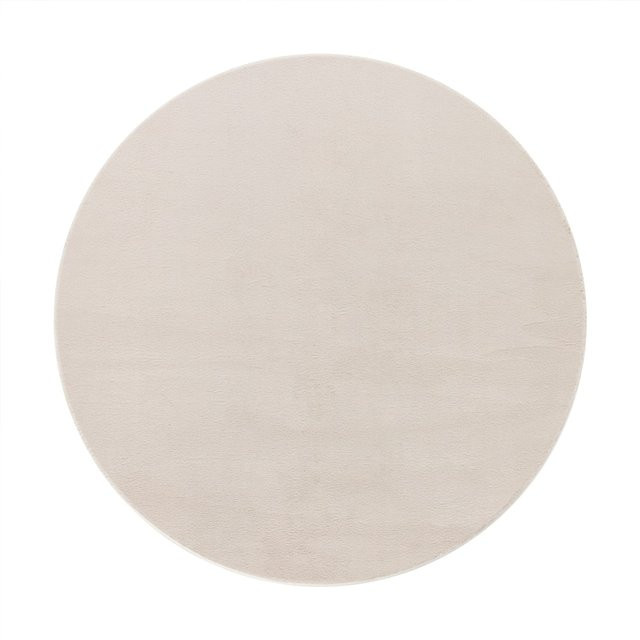 Runder Teppich Solina in Creme/Beige, 100 cm Durchmesser, flauschig und rutschfest - Bild 1