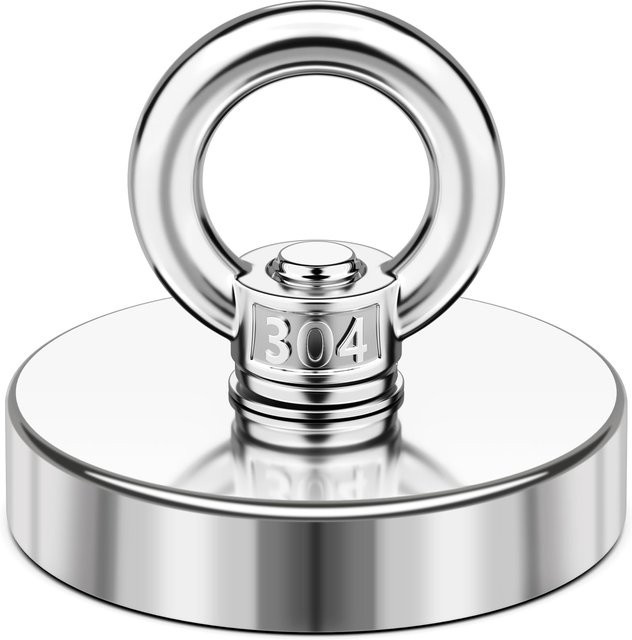 U-POLEMAG Runde Industriemagneten mit Augenschraube in Silber, Durchmesser: 42 mm - Bild 1