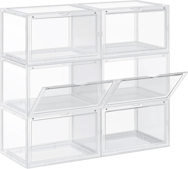 Songmics Schuhboxen Transparent, 6 Stück, B: 36 cm, T: 28 cm, H: 22 cm - Bild 1