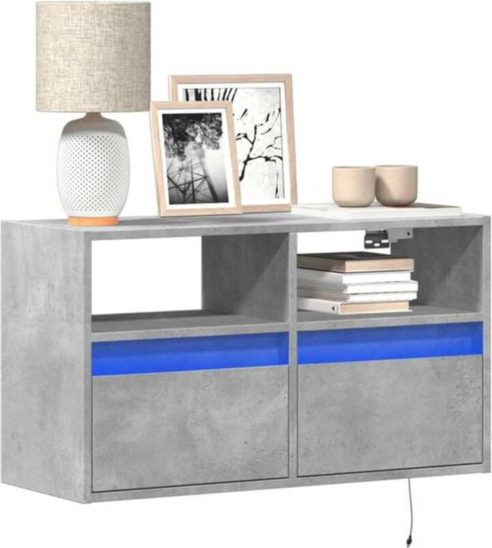 vidaXL TV-Wandschrank mit LED-Beleuchtung in Betongrau, B/T/H: 80 x 45 x 31 cm - Bild 1