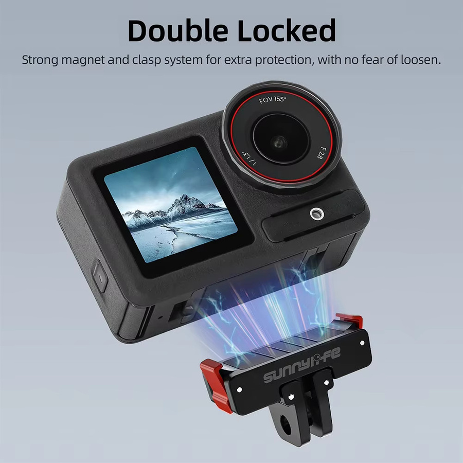 Magnetischer Kamera-Montagesockel aus Aluminiumlegierung mit Schnellspanner und zwei Klauen-Adaptern in Schwarz für DJI Osmo Action 5 Pro, 4, 3 und 2 - Bild 2