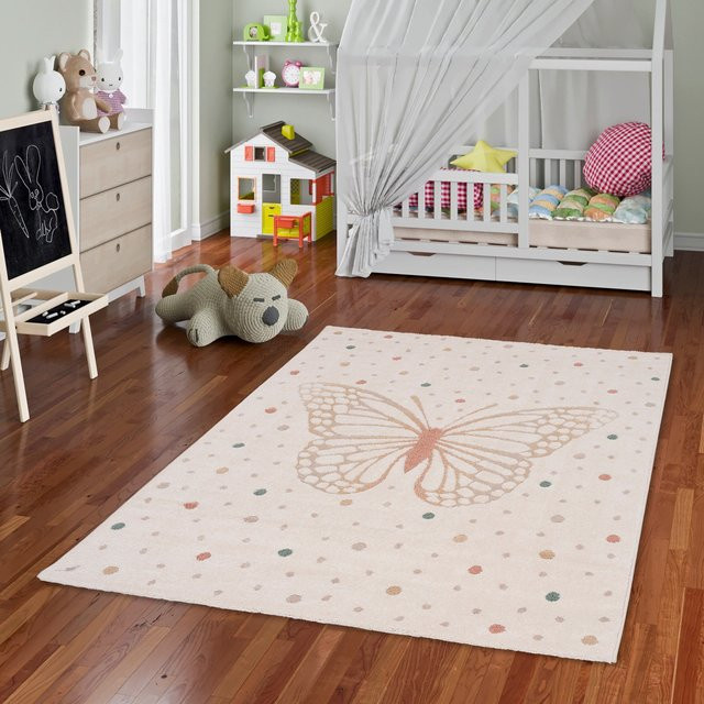 Pergamon Kinder Teppich Happy Kids in Beige und Multicolour, pflegeleicht und mit Hoch-Tief-Effekt - Bild 1