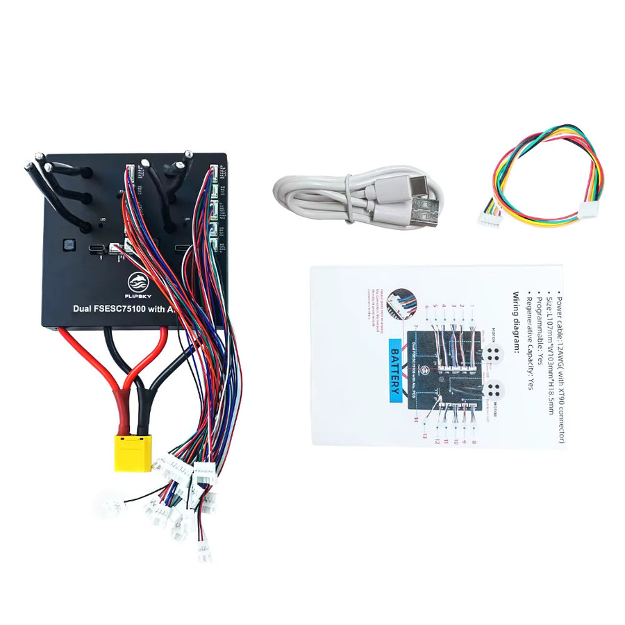 Flipsky Dual 75100 VESC Geschwindigkeitsregler mit Aluminium-PCB für Elektro-Skateboards, Elektroroller und E-Bikes in Schwarz - Bild 5