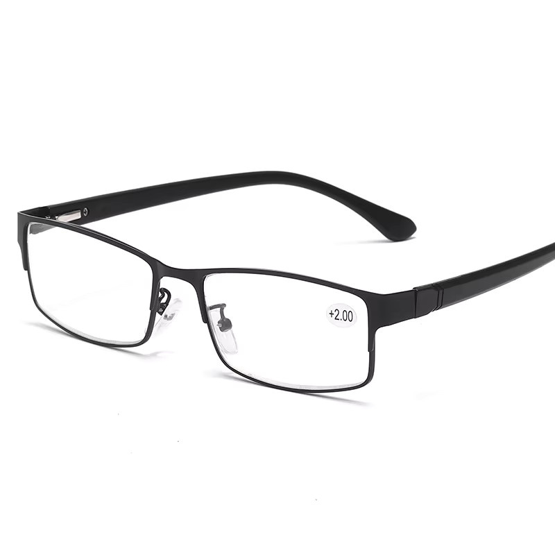 Business Lesebrille für Männer, Rechteckig, Vollrand, Metall, Schwarz - Bild 1