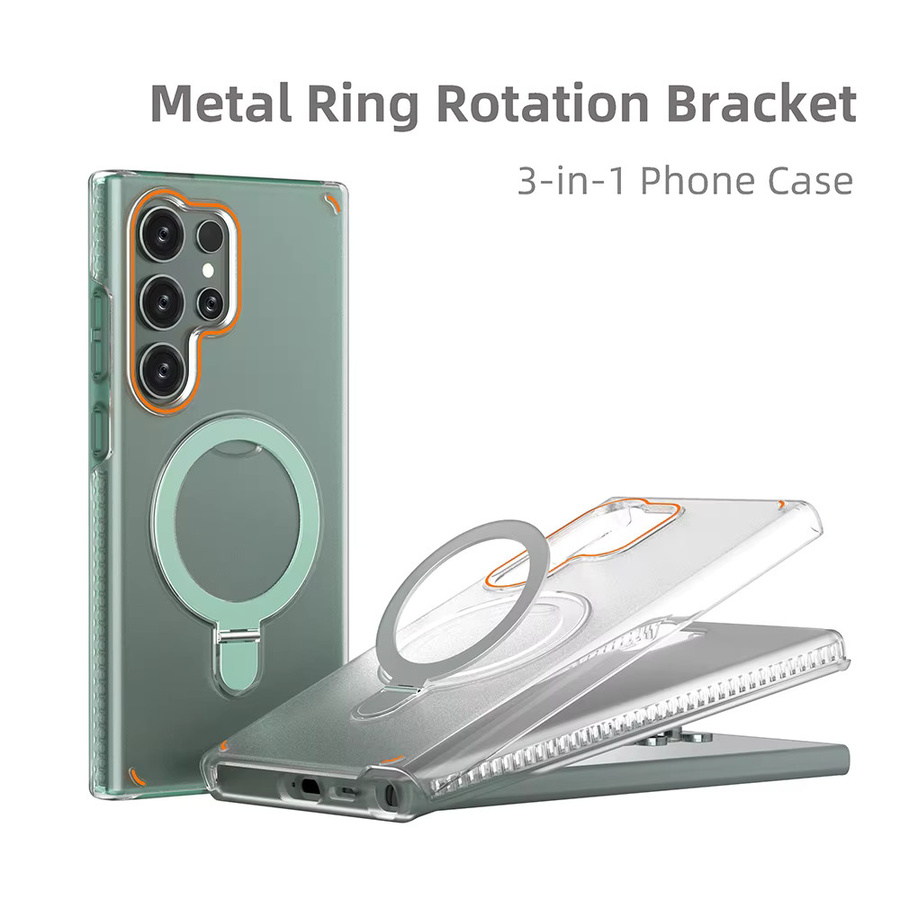 Stoßfeste Magnetische Schutzhülle mit Standhalterung für Samsung Galaxy S25, S24 Plus und S24 Ultra in Blau, kompatibel mit MagSafe für kabelloses Laden, Matte PC Rückseiten-Abdeckung - Bild 2