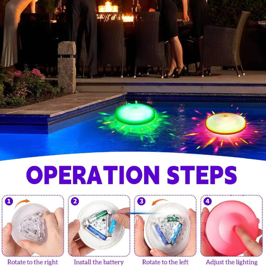 2er Set Ouelico Schwimmende Schwimmbadbeleuchtung mit 7 dynamischen Farbwechseln in Multicolor - Bild 3