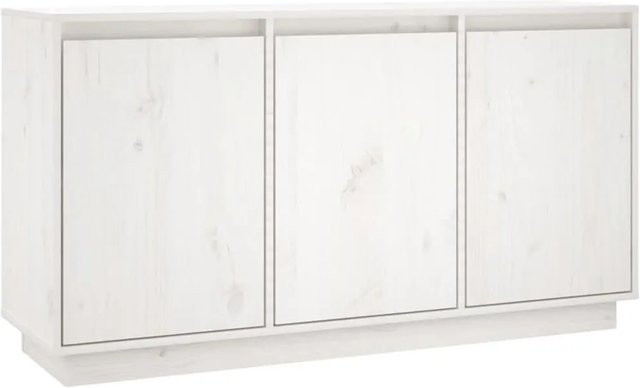 vidaXL Sideboard aus massivem Kiefernholz in Weiß, B/T/H: 111 x 34 x 60 cm - Bild 1