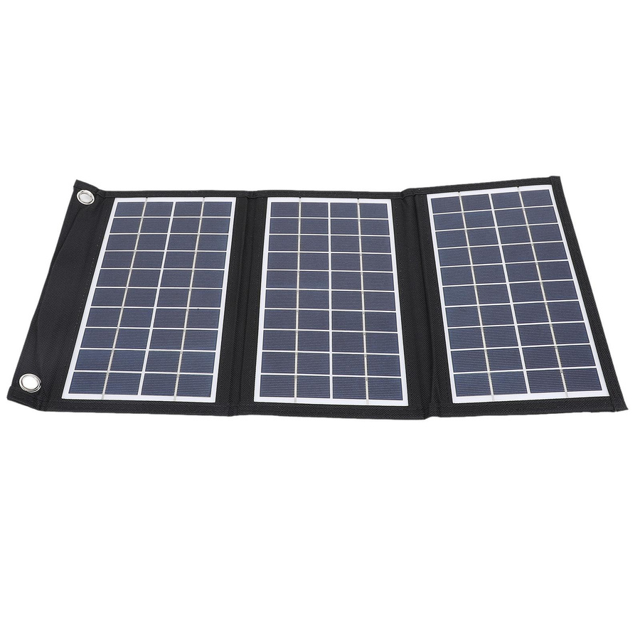 Fishine Faltbares Solarladegerät mit Dual-USB-A Anschlüssen, 21W, Monokristallines Silizium, Wasserabweisend, Schwarz, Tragbar - Bild 2