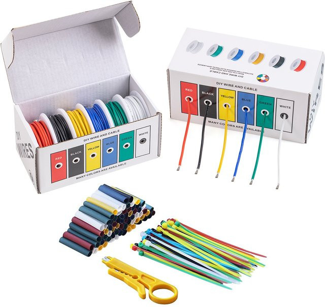 Silikon-Elektrokabel Set aus verzinntem Kupfer, 18 AWG, 6 Farben, flexibles Anschlusskabel-Set mit Werkzeugen - Bild 1
