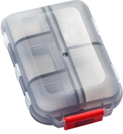 Hercules Tragbarer Pillenbox-Organizer mit 10 Fächern, Staubdicht und Kompakt, Transparent, Grau - Bild 1