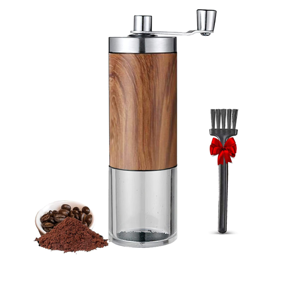 Manuelle Kaffeemühle aus Edelstahl von Easy Time in Silber mit verstellbaren Mahlgrad-Einstellungen für Kaffeebohnen und Camping - Bild 2