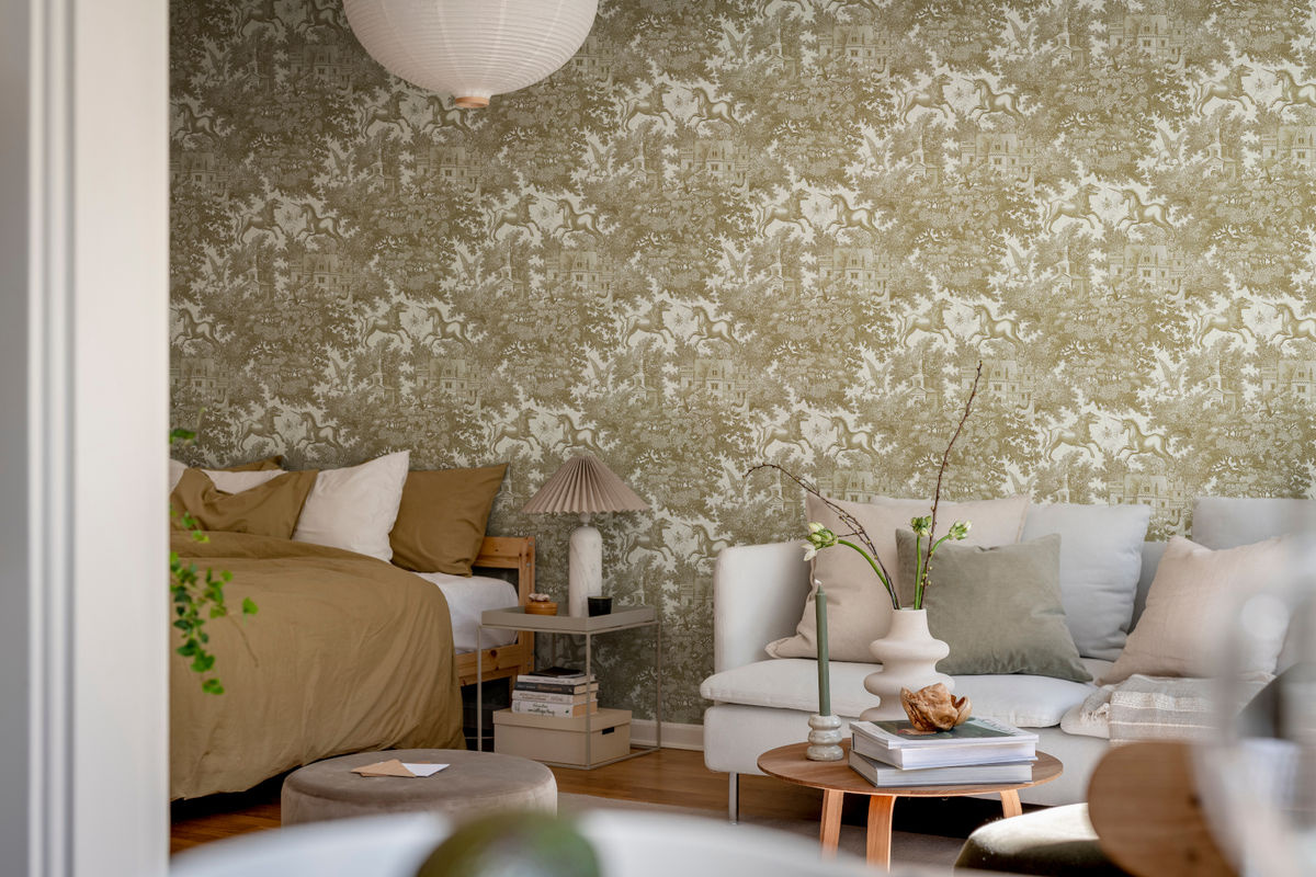 Rebel Walls Tapete Fairy Tale Castle in Gold und Beige aus Vlies für Wohnzimmer und Schlafzimmer - Bild 2
