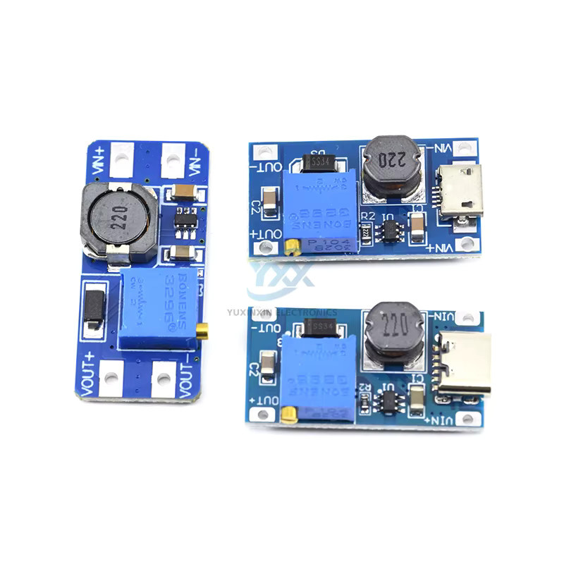 XYCJJCXL MT3608 DC-DC Aufwärtswandler-Modul, Einstellbares Boost-Netzteil mit 2A Max, Stromversorgungsplatine Blau, USB-C Anschluss - Bild 1