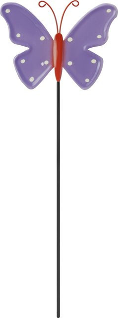 Gartenstecker Schmetterling aus Eisen in Lila-Rosa, B: 10,8 cm, T: 0,4 cm, H: 30 cm - Bild 1