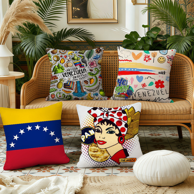 Aesthetic Art Kissenbezug Venezuela aus Plüschstoff, quadratisch, Mehrfarbig, Breite: 30 cm, Höhe: 30 cm - Bild 1