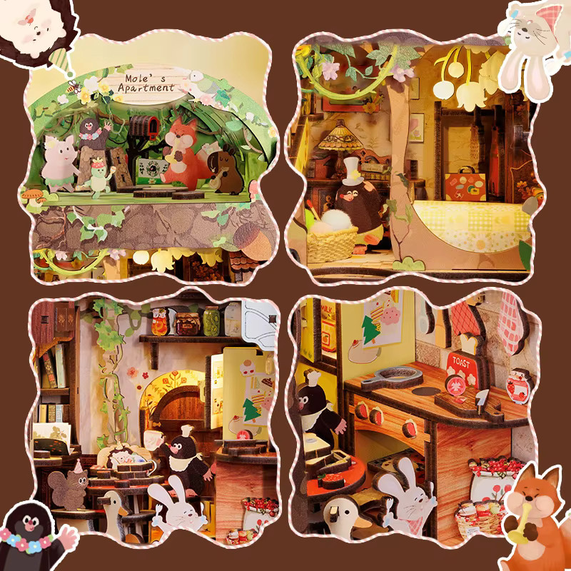CUTEBEE DIY Book Nook Kit, Holz, Puppenhaus, Tiere - Bild 4