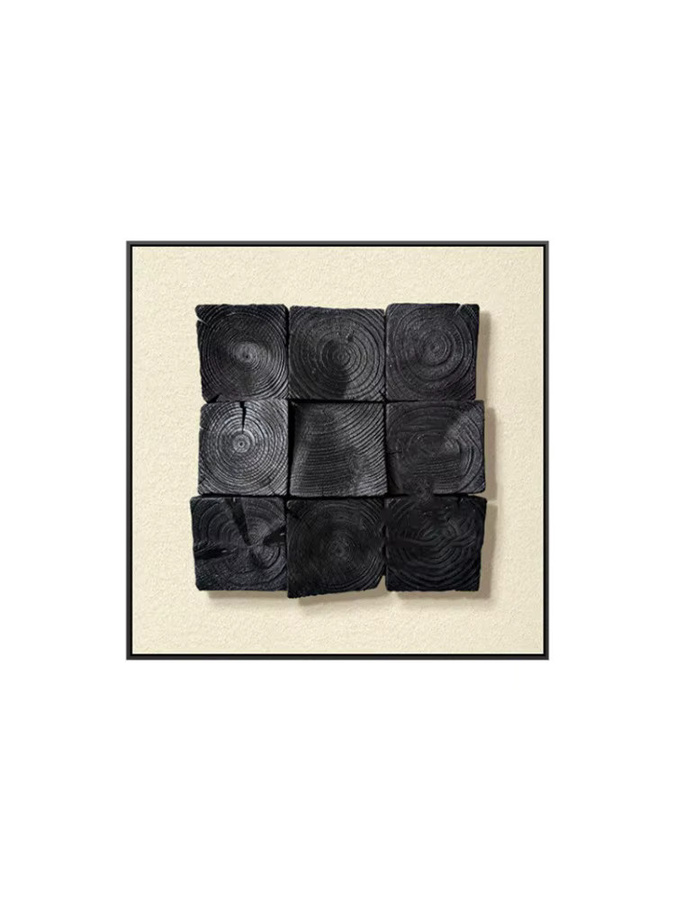 CHENGWEI Vintage Wandkunst mit abstraktem geometrischem Design aus Holz, quadratische Hängedekoration, B/H/T: 30 x 30 x 30 cm - Bild 3
