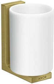 Hansgrohe Axor Uni. Rectangular Zahnputzbecher aus Glas für die Wandmontage in Brushed Brass - Bild 1