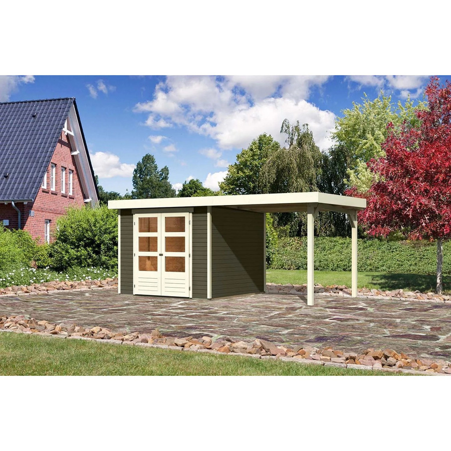 Karibu Holz-Gartenhaus Boras mit Flachdach in Terragrau - Bild 2
