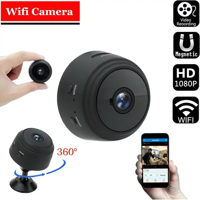 DIXSG A9 Mini WLAN Kamera HD Drahtlose Netzwerkkamera mit Sprachrekorder für Smart Home Videoüberwachung in Schwarz - Bild 1