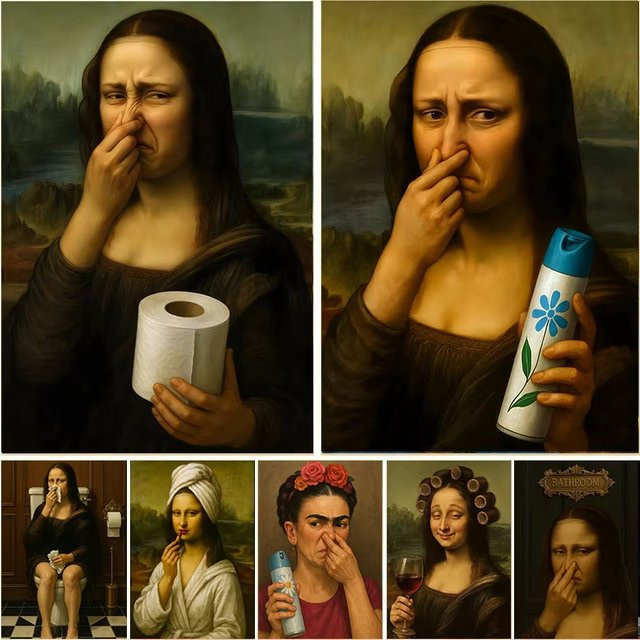 Potdemiel Leinwandbild für die Toilette mit abstrakter Kunst in Mehrfarbig, Vintage Wandkunst für Waschraum und Flur - Bild 1