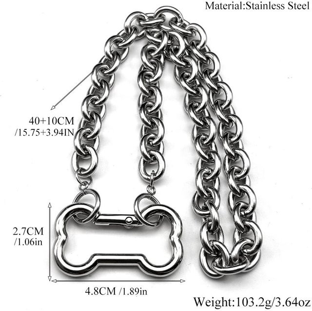 YIRAN Halskette, Hundeknochen Anhänger, Edelstahl, Silber, Unisex - Bild 1