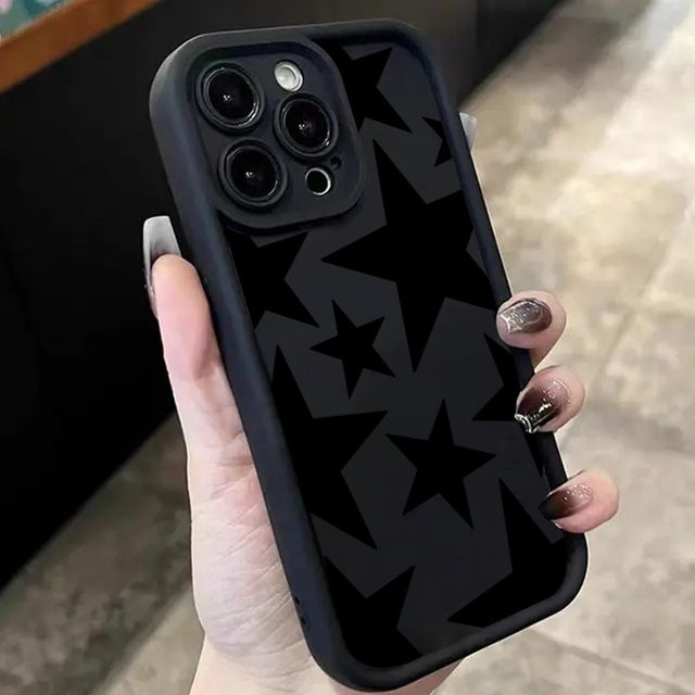 Black Star Design Soft Bumper Handyhülle in Schwarz für iPhone 17 Pro Max, 16, 15, 14, 13, 12, 11 und weitere Modelle - Bild 1
