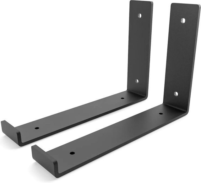 HEVVA Regalhalterung RIEDBERG 2er Set Schwarz Matt aus Stahl, Tiefe: 20 cm - Bild 1