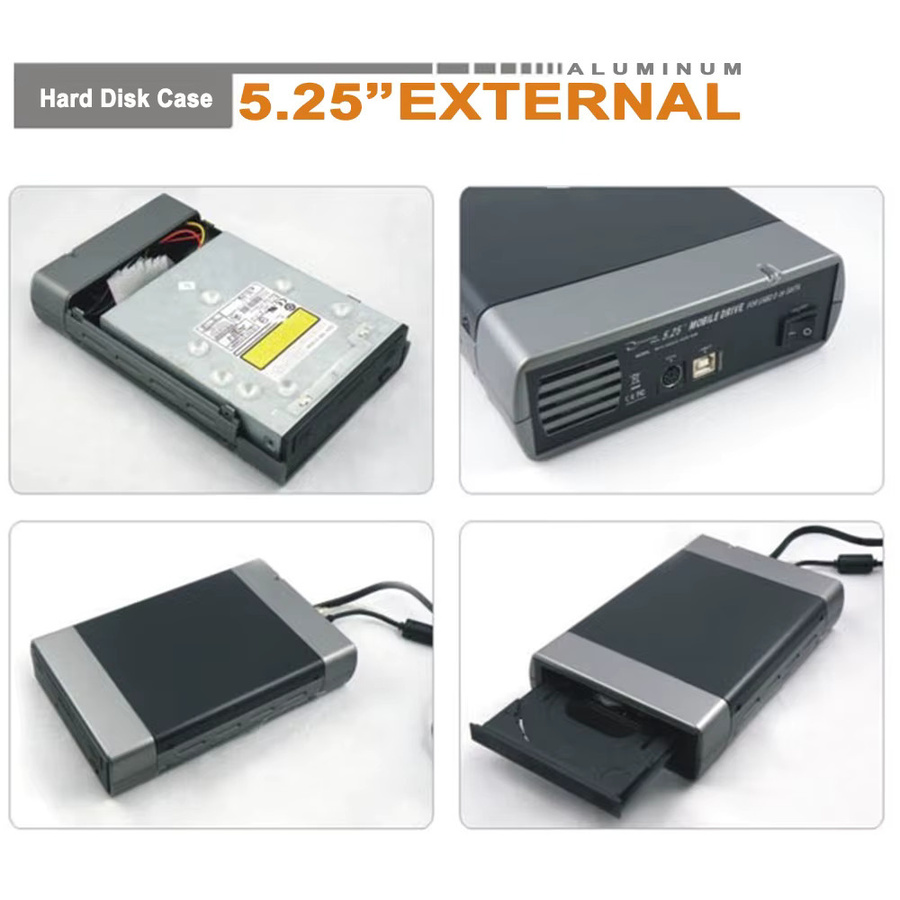 YiFanHeRong Externes optisches Laufwerksgehäuse für 5,25 Zoll Laufwerke, 3,5 Zoll SATA zu USB 2.0 Gehäuse, Schwarz - Bild 2