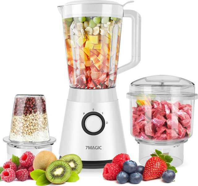 Fatabeta 3-in-1 Mixer in Weiß mit 1,5 l Fassungsvermögen als Fleischzerkleinerer, Zerkleinerer und Entsafter für Smoothies und Eis - Bild 1