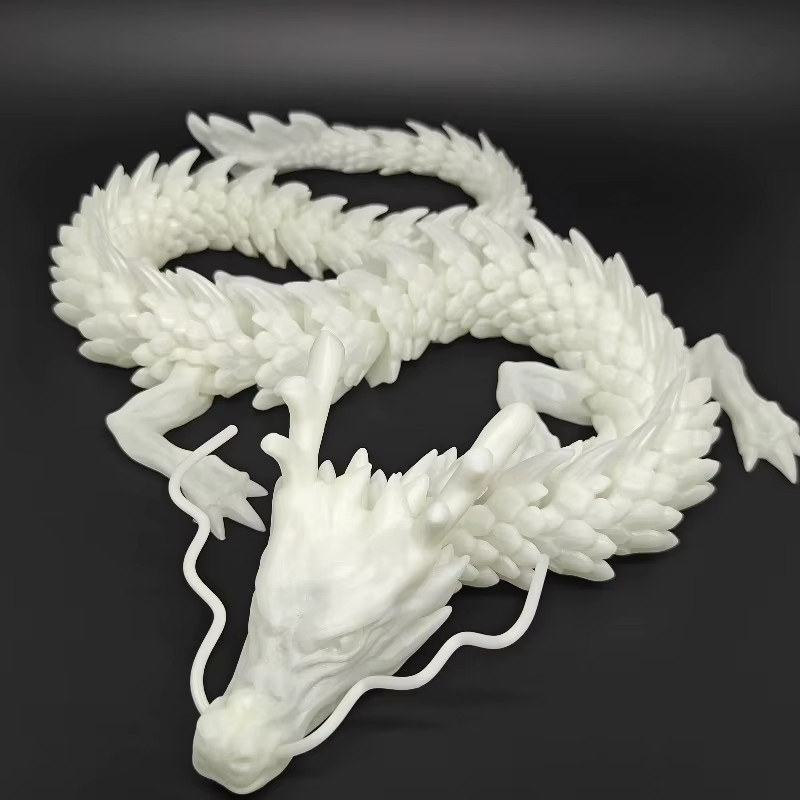 Jiahomily 3D-gedruckter Drache Kristall-Spielzeug in Shiny Silver, drehbarer gelenkiger Drache mit einer Länge von 88 cm - Bild 3