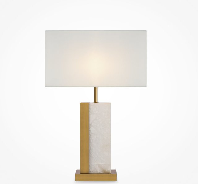 Maytoni Tischleuchte Bianco aus Messing und Alabaster in Gold und Weiß, B/T/H: 45 x 22 x 67,5 cm - Bild 1