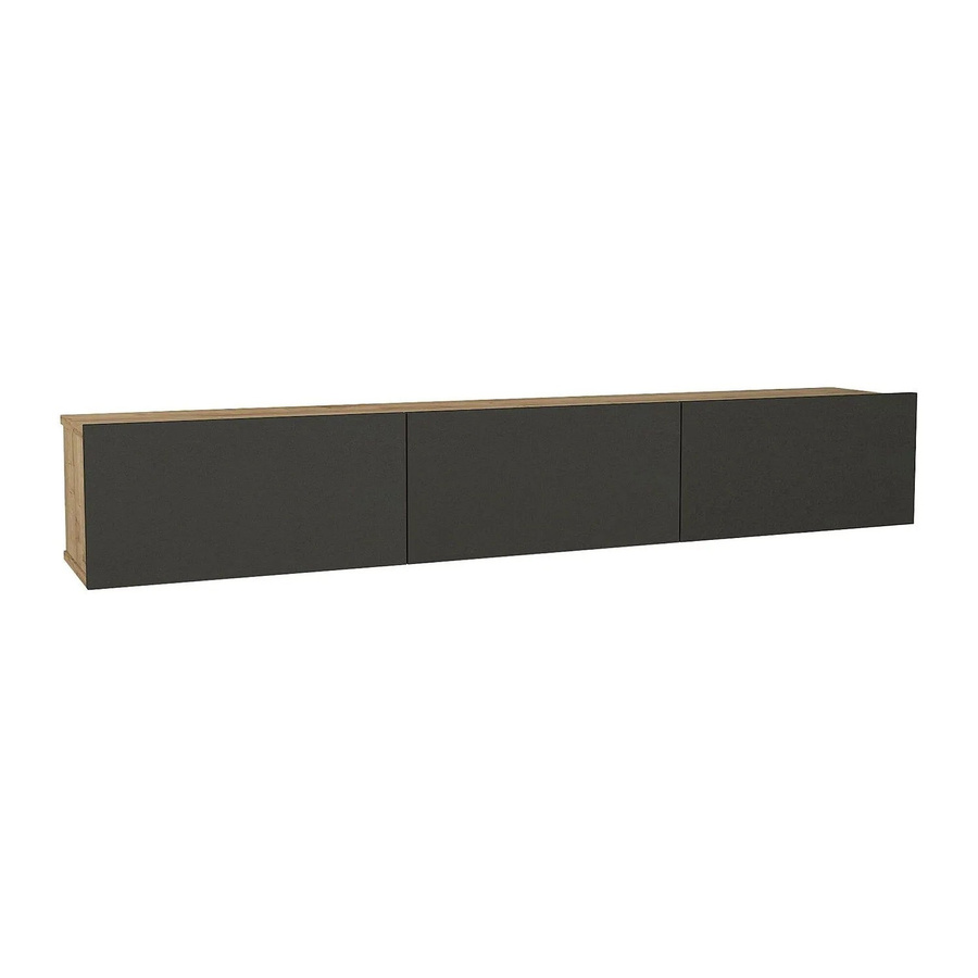 Vente-unique TV-Hängeschrank Vikila Modern in Anthrazitgrau und Natur, Breite: 180 cm, Tiefe: 29,5 cm, Höhe: 29,5 cm - Bild 2