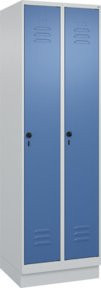 C+P Spind Classic PLUS Garderobenschrank mit Sockel, 2 Abteile, Grau/Blau, H x B x T: 195 x 60 x 50 cm - Bild 1
