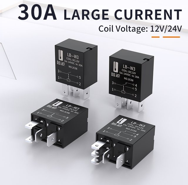 LANBOO Relais für Auto 12V/24V 30A 4PIN/5PIN 1NO/1NO1NC Violett - Bild 1
